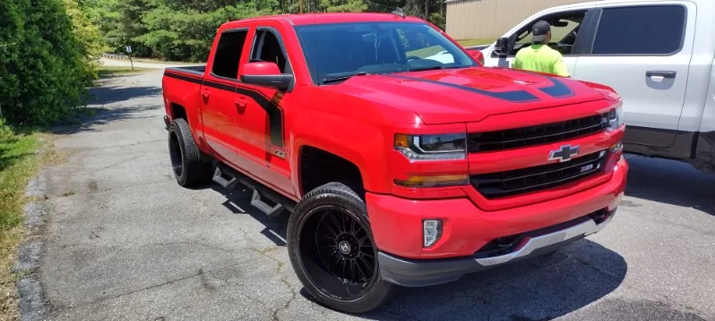 Red Chevy Silverado Z71 after a Grindtime exterior detail