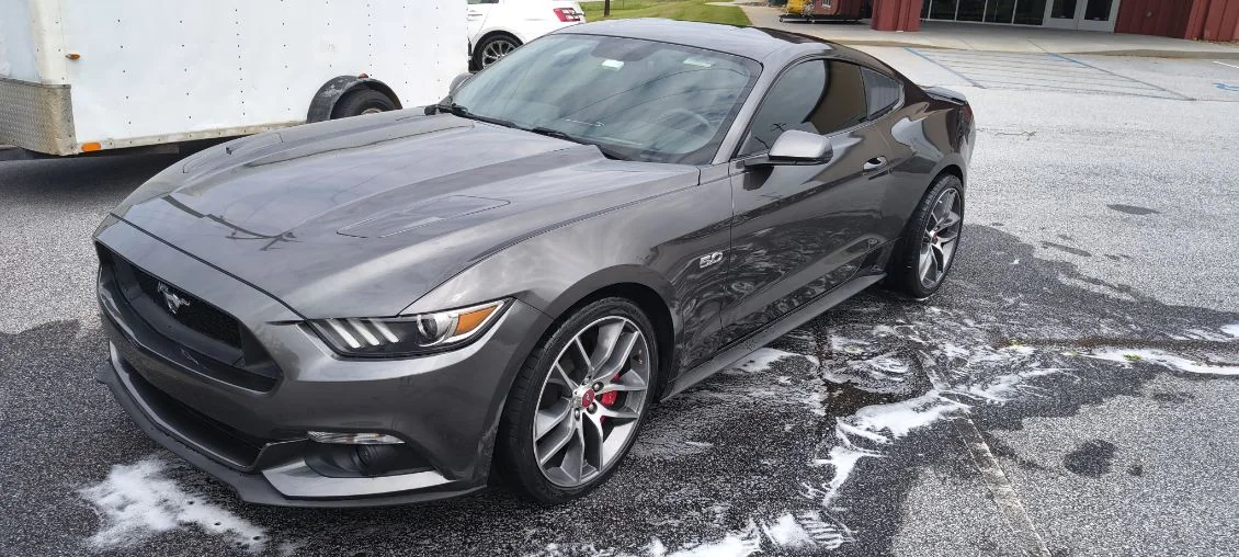Gray Mustang GT mid foam wash by Grindtime Mobile Detailing